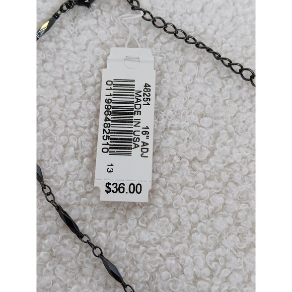 1928 Black & Silver Rhinestone Collar / Bib Necklace 16-19 in NWT - Picture 9 of 9